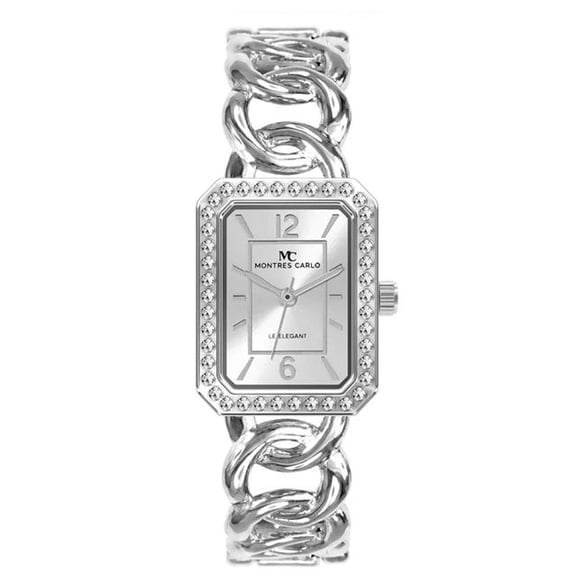 21mm Montres Carlo Women's Fashion Luxury Metal Bangle Band Quartz Dress Watch (Silver)