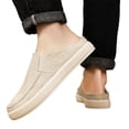 thumbnail image 2 of Domuza Mens Breathable Knit Slip-On Shoes Lightweight Casual Loafers Comfortable Non-Slip Walking Shoes Round Toe Soft Soles Open Back Shoes for Daily Work & Travel Beige 9 (EU-43), 2 of 6