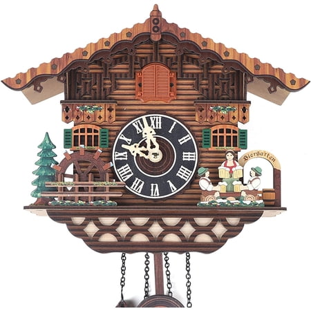 Cuckoo Clock, Retro Wooden Cuckoo Birdhouse Antique Wall Clock Forest Clock Home Decor Auto Swing with Singing Bird Vintage Chalet Design(No Battery) (Type C)$$Home Decor, Kitchen, & Other