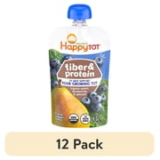 (12 pack) Happy Tot Organics Fiber & Protein, Stage 4, Pears Blueberries & Spinach Organic Tot Food, 4 oz.