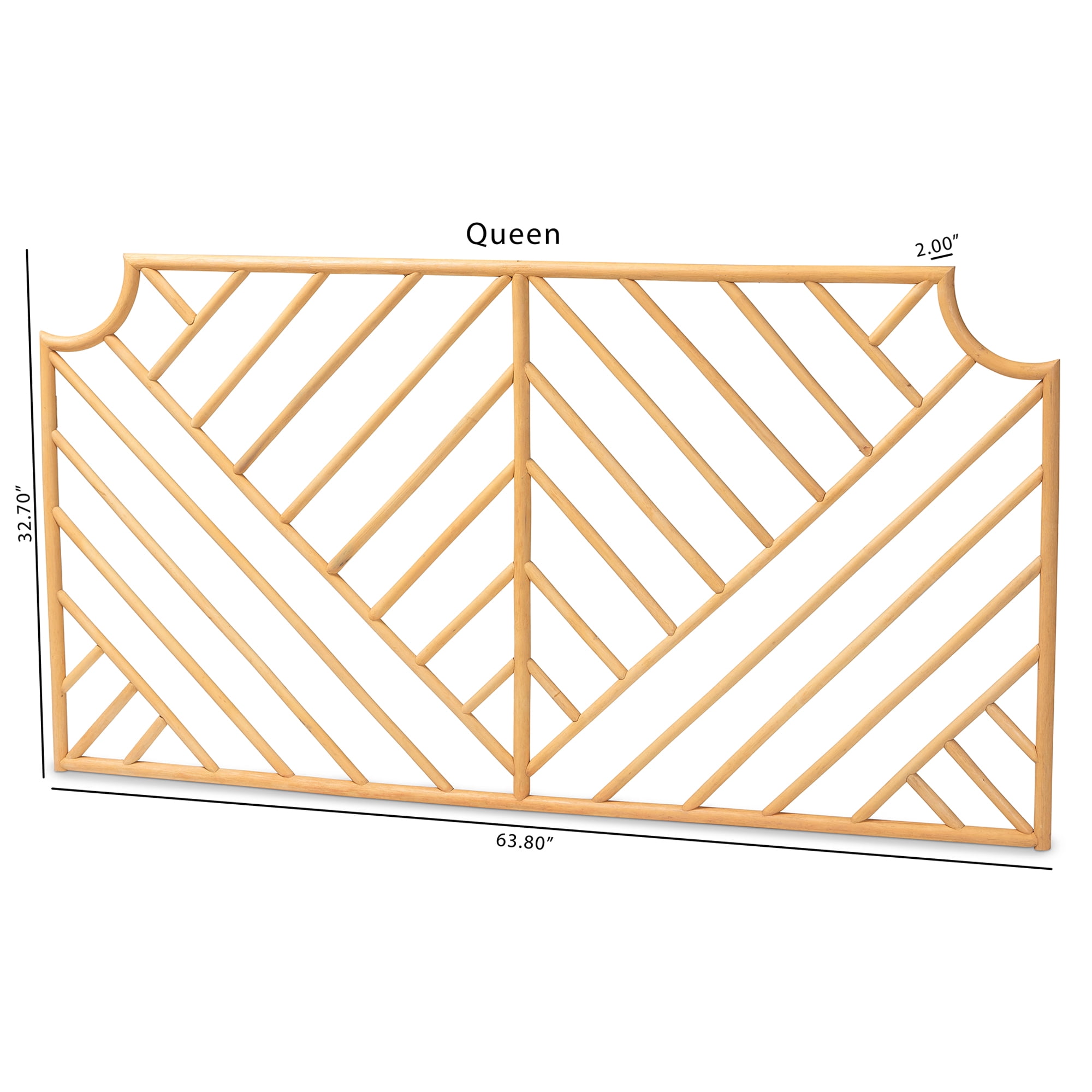 bali & pari Giza Rattan BOHO Headboard, Queen Size, Natural Brown
