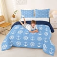 thumbnail image 3 of Manfei Vintage Anchor Rudder Full Size Comforter Sets for Kids Boys and Girls, White Blue Nautical Theme Bedding Sets, Navy Reversible 3pcs, 1 Comforter and 2 Pillowcases, 3 of 6