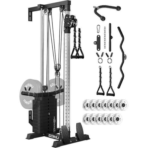Cable Crossover Machine Home Gym, Wall Mount Cable Station with Weight Stack and 33 Adjustable Positions,Lat Pull Down Machine for Home Gym