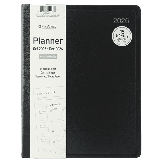 PlanAhead Executive Leather Bound Planner Oct 2025 - Dec 2026