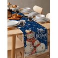 thumbnail image 6 of Blue Christmas Snowman Burlap-Cotton Table Runner 36 Inches Long,Vintage Xmas Snowflake Farmhouse Table Runners,Outdoor Dining Tablecloths Decor for Baby Shower/Party/Wedding 13x36, 6 of 9