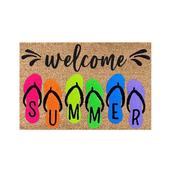 Carpet Door Mat for Indoor Outdoor Welcome Hello Summer Entrance - Decorative Doormat with Funny Cute Greeting for Home Kitchen Bathroom Floor Mat