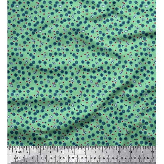 Soimoi Satin Silk Fabric Flower Artistic Print Sewing Fabric Yard 42 Inch Wide
