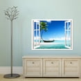 thumbnail image 3 of IDEA4WALL Wall Murals Fake White Window with A Boat on the Beach Removable Wallpaper Peel and Stick Wall Stickers - 36x48 inches, 3 of 4