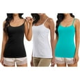 thumbnail image 4 of Sociala Women Cotton Camisole Shelf Bra Cami Adjustable Spaghetti Strap Tank Top 3-Pack, 4 of 9