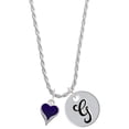 thumbnail image 1 of Delight Jewelry Silvertone Small Long Purple Heart Silvertone Script Initial Disc - G - Charm Necklace, 20"+3", 1 of 4