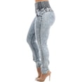 thumbnail image 5 of Moda Xpress Women's Juniors Butt Lifting Spandex Waist Acid Wash Skinny Jeans 10145M, 5 of 7