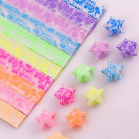 pulunto 210 Feuilles Bandes de Papier Lumineuses Papier Origami Étoiles Papier Étoile Porte-Bonheur Déco Papier Pliant Papier d'Artisanat Bricolage Arts Fournitures d'Artisanat N9F8
