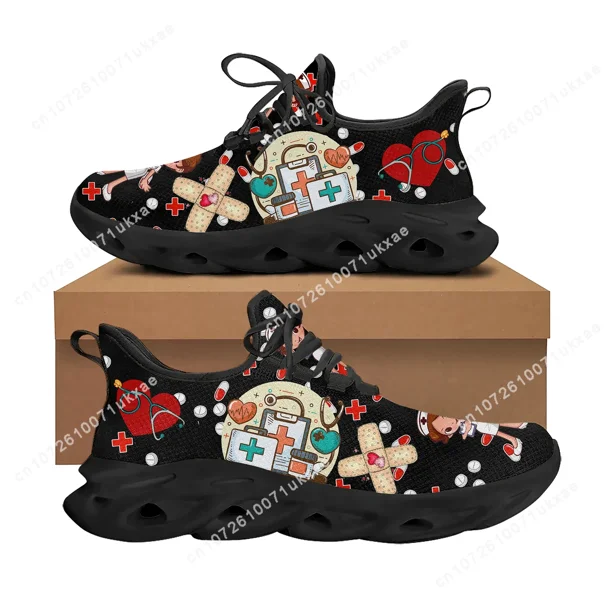 Zapatillas deportivas planas con dibujos de enfermera y médico para hombre y mujer, deportivas para correr, con cordones, de malla, hechas a medida