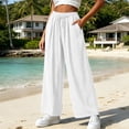 thumbnail image 3 of Tumotour Linen Pants for Women Plus Size Athletic Workout Running Slacks Drawstring Pocket Wide-Leg Pants Summer Beach Trousers, 3 of 7