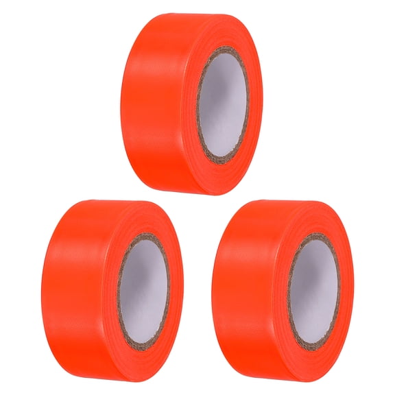 Uxcell Flagging Tape 1.2"x148' 3Pcs Non-Adhesive Neon Marking Tape Orange