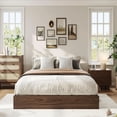 thumbnail image 4 of Bingirl Twin-XL Size Wood Platform Bed Frame - Sturdy Wooden Bed with Slat Support, No Box Spring Required, Minimalist Floor-Standing Design, Easy Assembly - Walnut Wood Finish, 4 of 7
