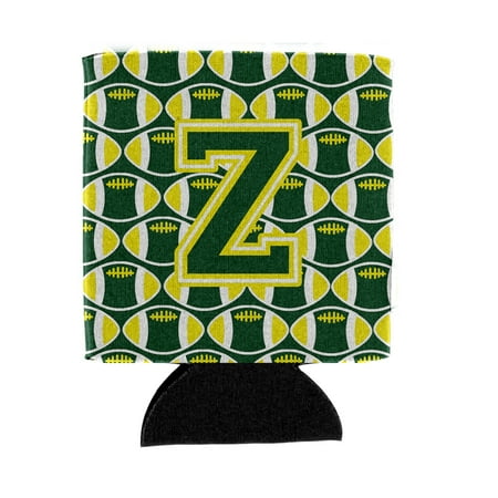 

Carolines Treasures CJ1075-ZCC Letter Z Football Green and Yellow Can or Bottle Hugger Can Hugger multicolor
