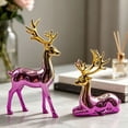 thumbnail image 2 of Christmas Deer Decor Resin Figurines, 2-Piece Purple Gold Tabletop Reindeer Set for Mantel and Shelf Displays, 2 of 3