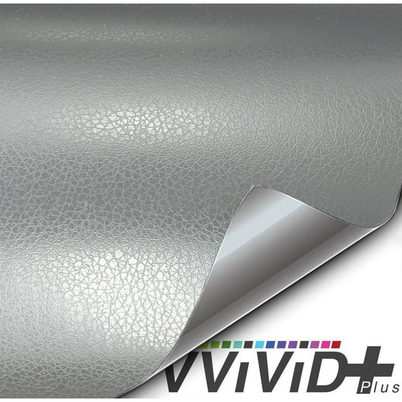 Silver Metallic Fine Grain Leather Vinyl Wrap Soft Touch Architectural Vinyl - Choose Your Size VViViD+