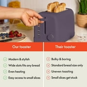 bella 2-Slice Toaster, 6 Setting Shade Control with Reheat, Cancel, Bagel & Defrost Buttons, Removable Crumb Tray, Anti Jam & Auto Shutoff, Plum
