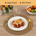 thumbnail image 4 of Vintage Rattan Round 15 Inch Placemats Set of 2, Minimalist Abstract Wicker Texture Brown HeatResistant Non Slip Place Mats for Dining Table, Wipeable Braided Kitchen Table Mats for Housewarming, 4 of 9