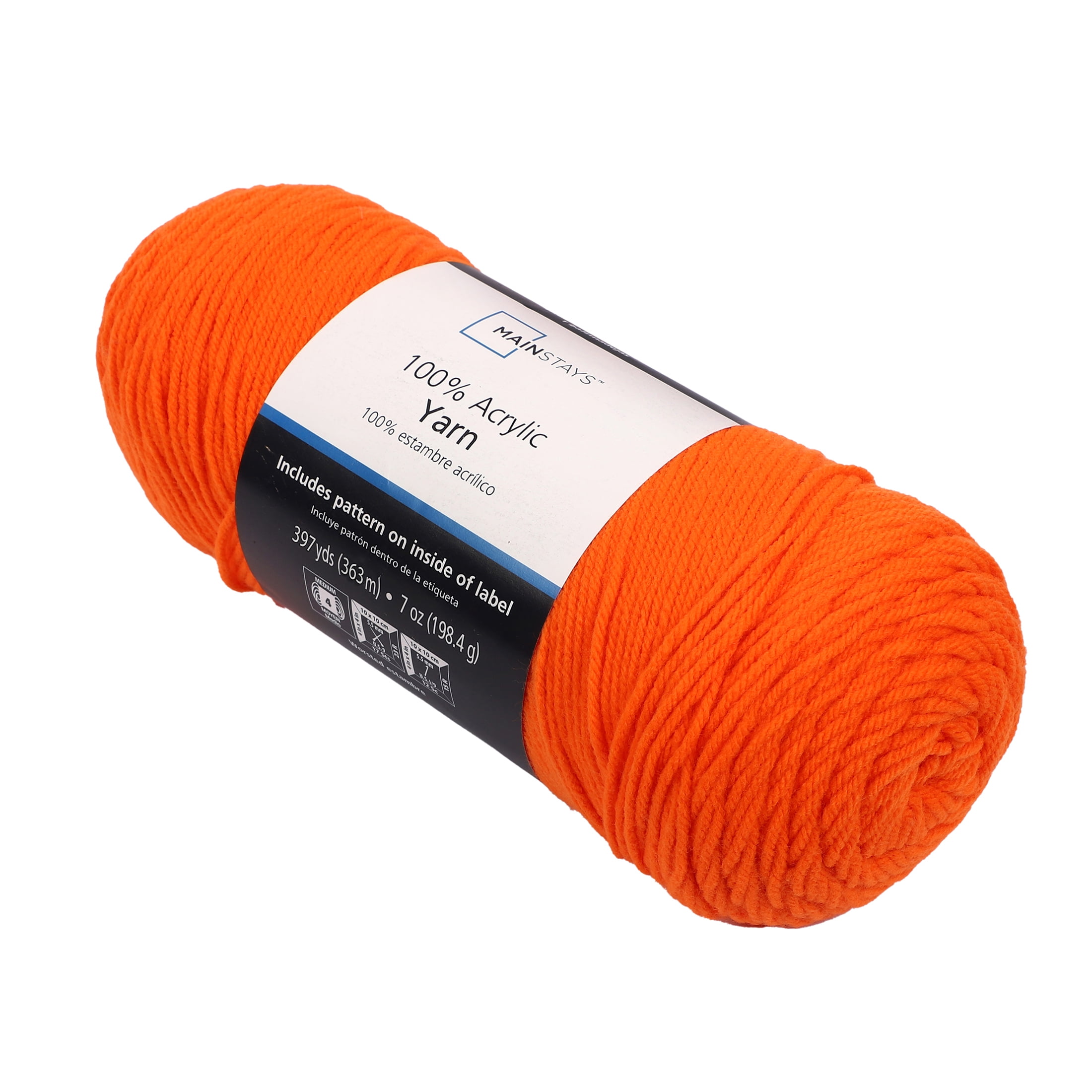 Mainstays Medium Acrylic Orange Yarn, 7 oz 397 yards
