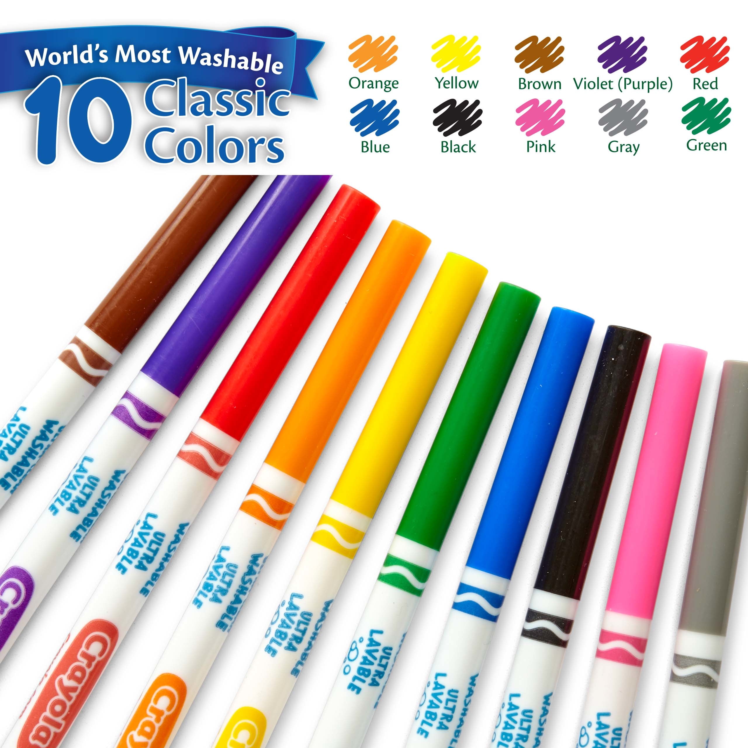 Crayola Fine Line Markers 10 Long Lasting Brilliant Colors A52-2