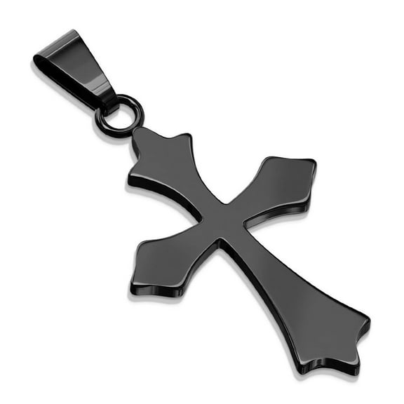 Gothic Cross Necklace Gold Black Stainless Steel Crucifix Pendant