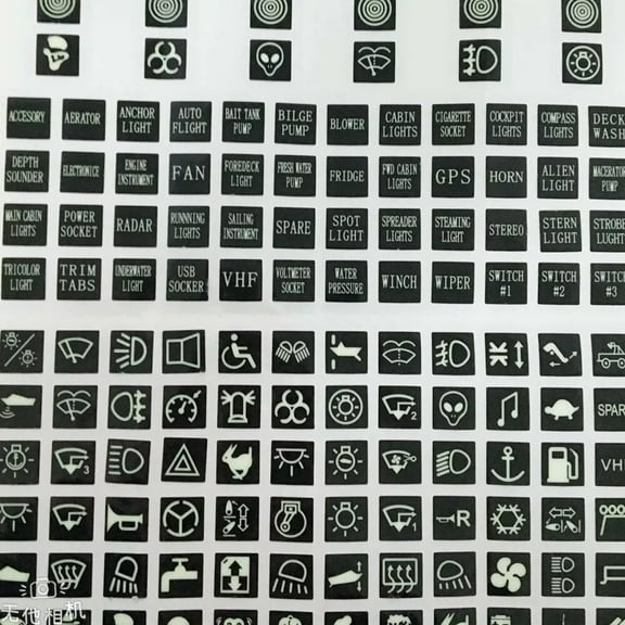 120Pcs/Sheet Rocker Switch Label Decal Circuit Panel Luminous Sticker For Car