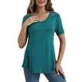 thumbnail image 4 of VERABENDI Women's Plus Size Tops Summer Short Sleeve Lace Trim Shoulder Tunic Blouses,M-4XL, 4 of 7