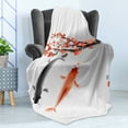 thumbnail image 4 of Japanese Soft Flannel Fleece Throw Blanket, Koi Carp Fish Couple Swimming Cherry Blossom Sakura Branch Culture Design, Cozy Plush for Indoor and Outdoor Use, 50" x 60", Orange Grey, by Ambesonne, 4 of 5