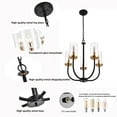 thumbnail image 6 of E12 Chandelier 5-Light Ceiling Light Pendant Lamp for Dining Room Hallway 110-120V, 6 of 13