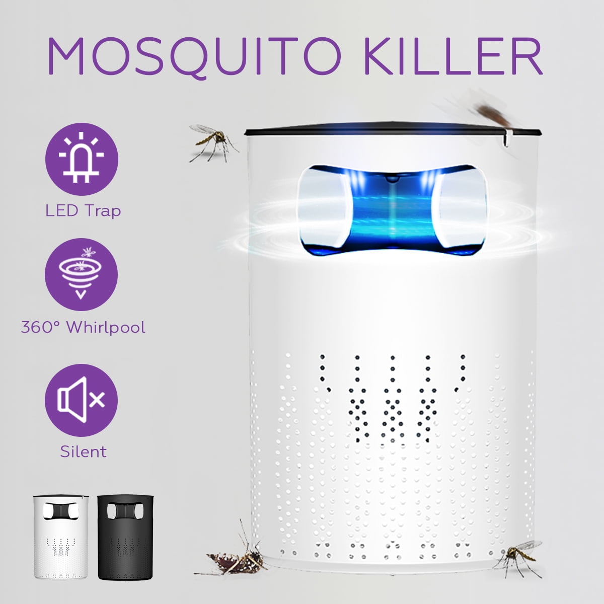 Nonradiative 360° Mosquito Insect Killer Lamp Portable USB Fly Killer