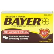 4 Pack - Genuine Bayer Aspirin Tablets With Easy Grip Cap 325mg 100 Tablets Each