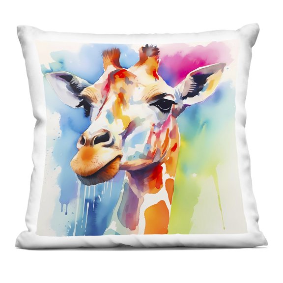 Stupell Industries - Giraffe with Bold Splash Throw Pillow 18" x 18" by Walker Noble