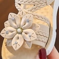 thumbnail image 6 of newwalpole Baby Toddler Girls PU Leather Soft Open Toe Summer Sandals Flower Princess Flat Shoes Beige for Size 8.5, 6 of 8