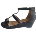 thumbnail image 6 of Christy-8 Girl's Big Kid Fashion Sparkle Rhinestone Party Bridal Platform Wedge Dress Sandals Black Glitter 1, 6 of 7