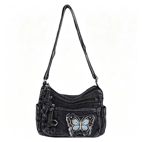 Denim Tote Messenger For Everyday Work And Travel Large Capacity Shoulder For Commute And Casual Use