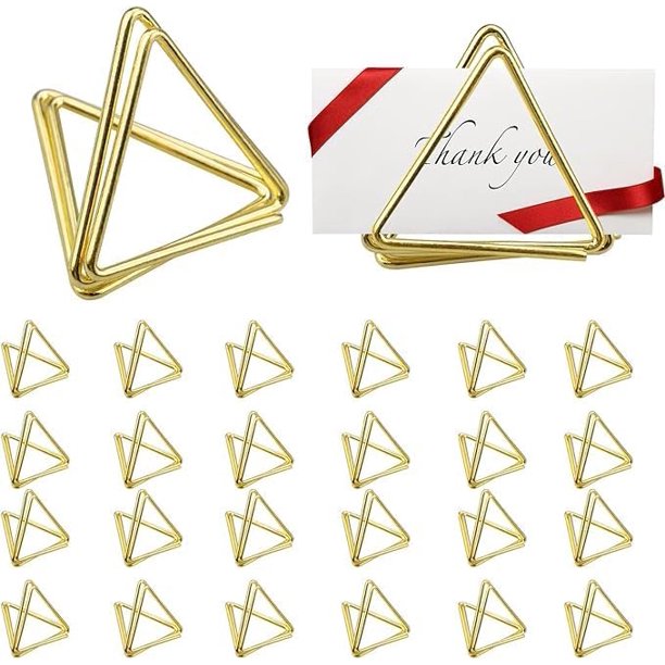 24 Piezas Porta Nombres para Mesa, Mini Números de Mesa, Dorado Triangulares Soportes para Tarjetas de Lugar, Papel para Tarjetas para Bodas Aniversario Oficina Fiesta Día de San Valentín (oro)