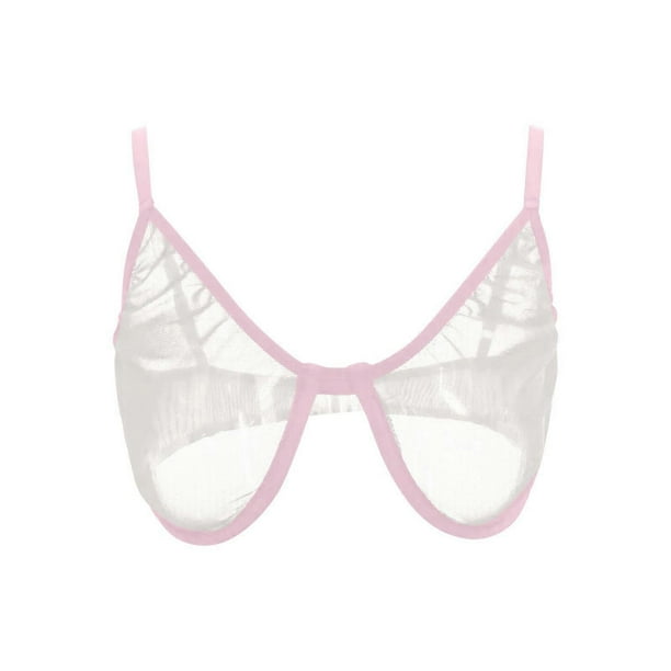 Sexy5xl Plus Size Bra For Women Transparent Ultra Thin Mesh Bralettes Casual Underwire Push Up Plunge Brassiere
