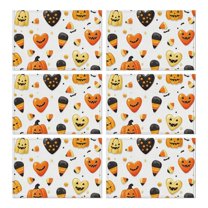 Table Mats Set of 6 Halloween Evil Pumpkin Spooky Place Mats Durable No Slip Dining Table Mats for Party Kitchen Dining Decoration Autumn Halloween Table Mats