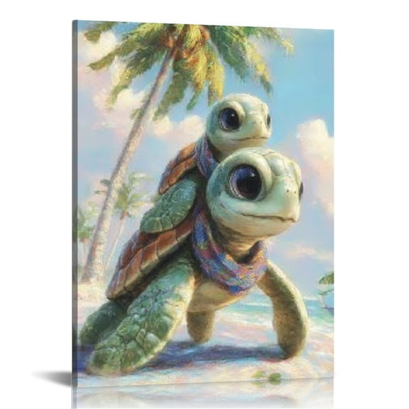 RKSupls Cute Sea Turtle Canvas Wall Art, Canvas Prints Wall Art for Living Room Bedroom Entryway Office, Art Print Painting for New Year Home Decorations,12x16in