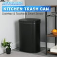 thumbnail image 4 of FOA Rena 13 Gallon Stainless Steel Motion Sensor Automatic Trash Can in Black, 4 of 20