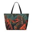 thumbnail image 2 of Balery Colorful Reptile And Leaves Beach Travel Bag - Water-Resistant, Large Capacity Lightweight Tote with 7 Pockets for Women and Men - Perfect for Beach, Pool, Gym, and Travel, 2 of 7