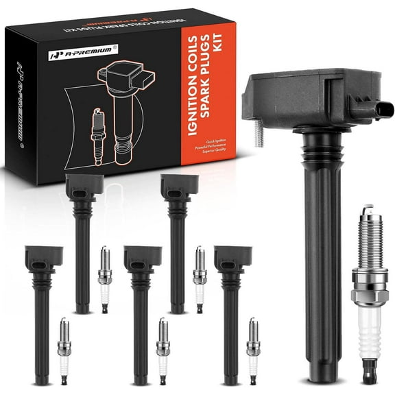A-Premium Set of 6 Ignition Coil Pack and Iridium Spark Plugs Compatible with Jeep Grand Cherokee 2016-2018 Wrangler Dodge Durango Chrysler Pacifica Ram 1500 V6 3.6L