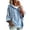 Blue, variant on Zijinkuiwen Women Velvet 3/4 Sleeve Pullover Hoodie with Drawstring Kangaroo Pocket Oversized Loose Fit for Everyday Daily Casual Outfit,L