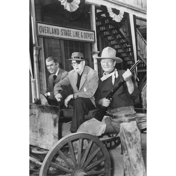 John Wayne, John Ford and James Stewart on set Man Who Shot Liberty Valance rare imae 24x36 Poster
