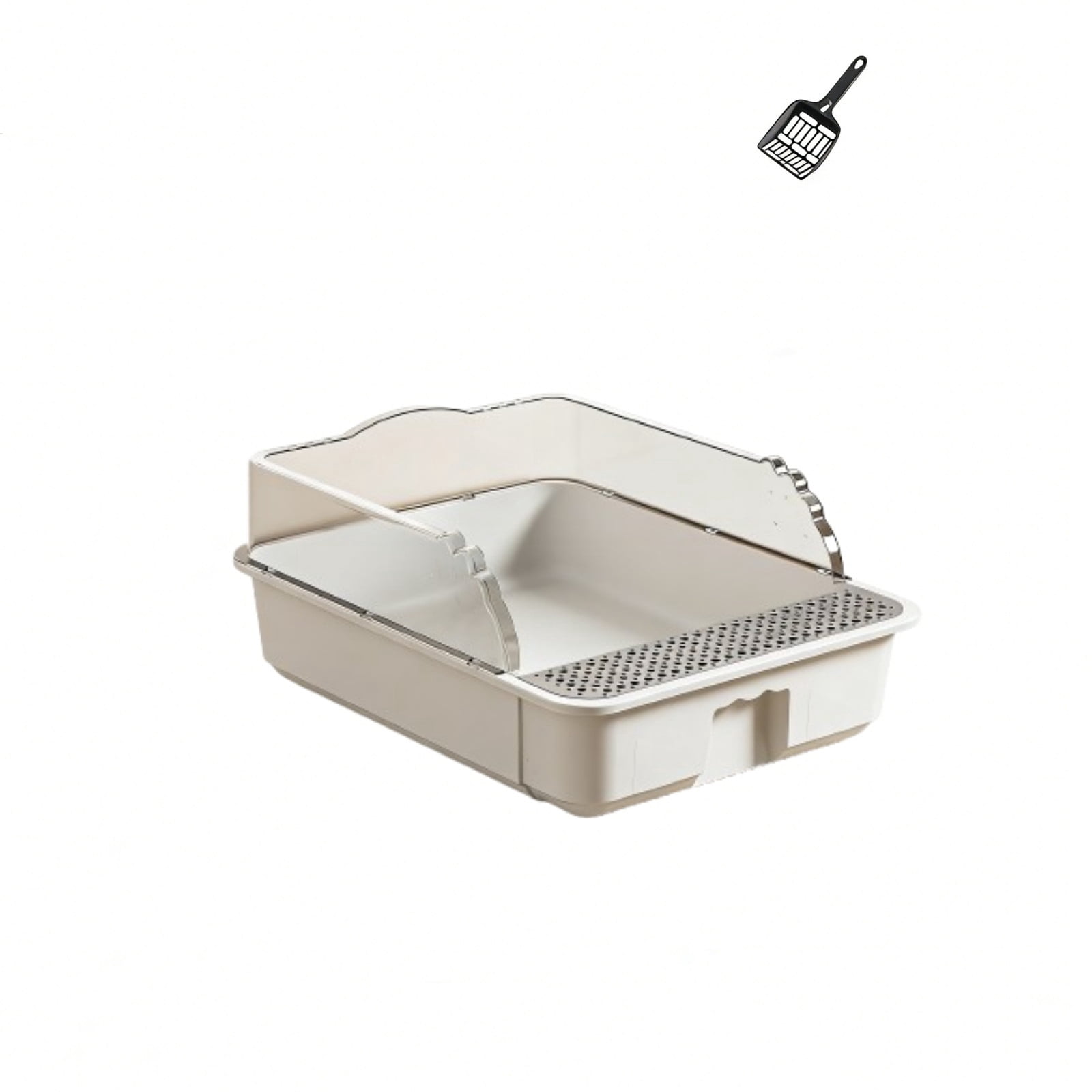 AYktou Semi Enclosed Cat Litter Box, Oppose Scatter Odor Control Litter Pan with Removable High Sided, Non Slide Bottom Pet Toilet Include Scoop Indoor Cats Toilet Tray Anti-Scratch Kitty Cat Box