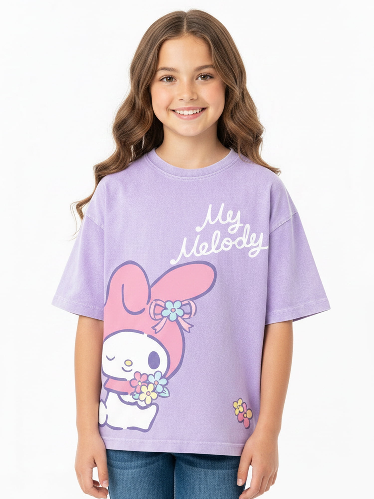 Sanrio Girls My Melody and Kuromi Mineral Wash Graphic T-Shirt, Sizes 4-16