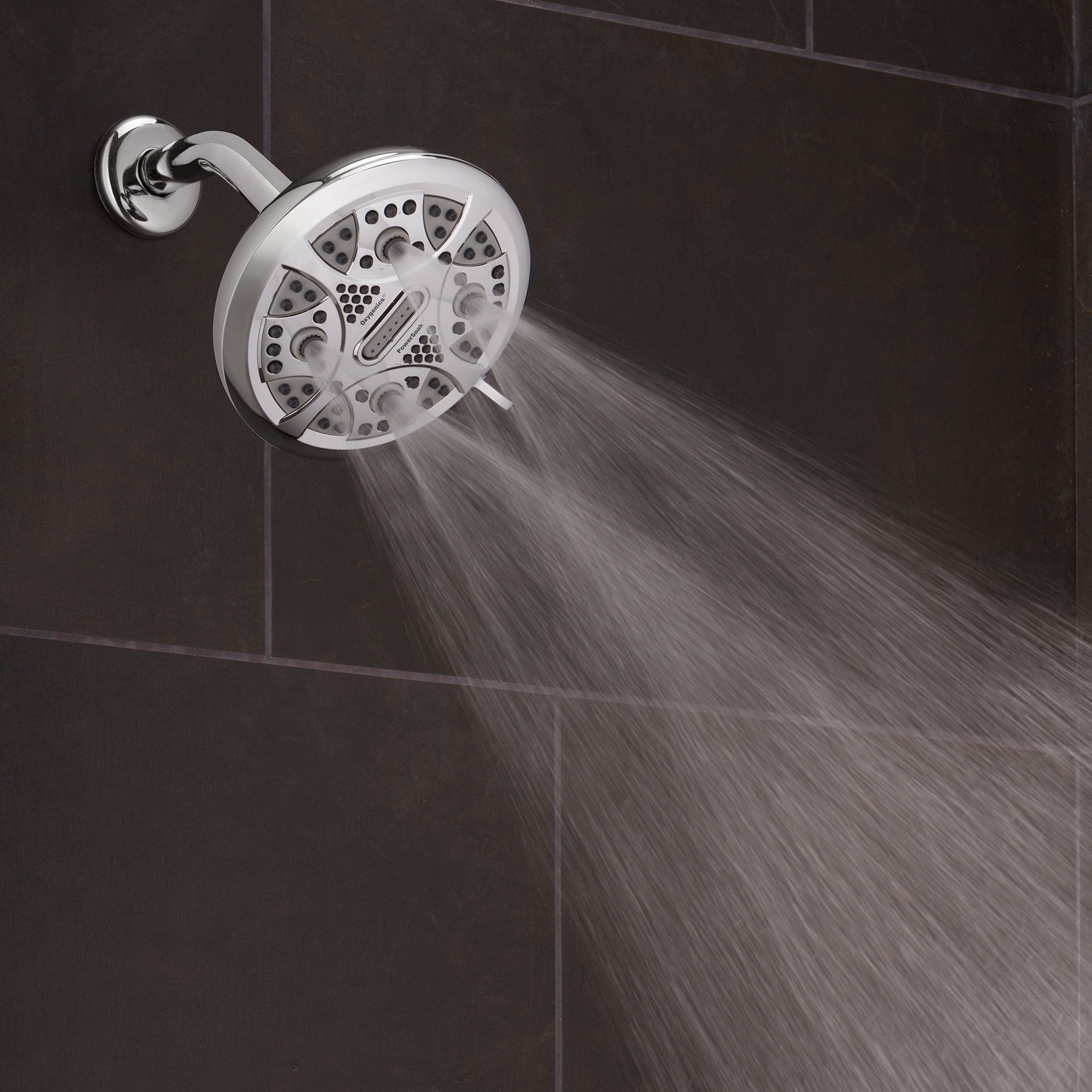 Oxygenics, 5-Spray, PowerSoak, Rain Shower Head, Chrome, 1.8 GPM 42288